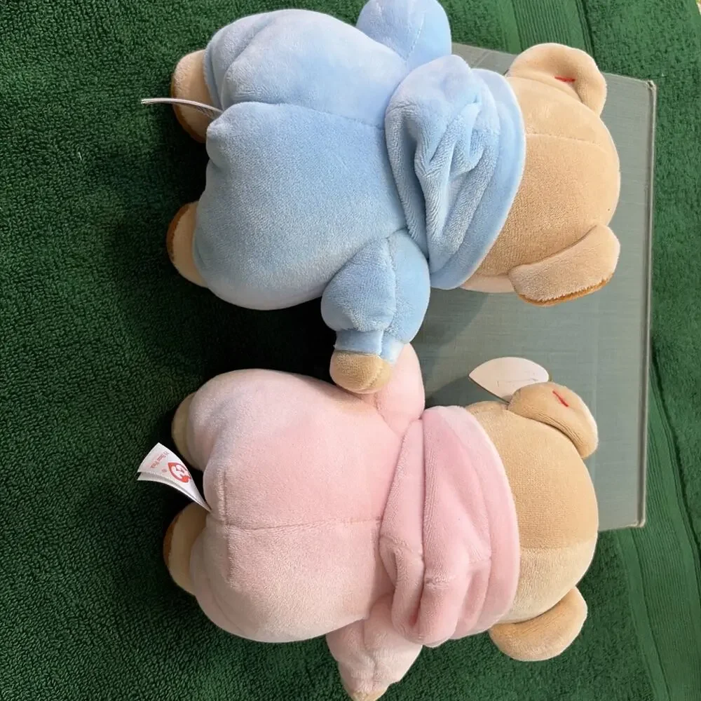 BABY TY PJ PINK and Blue 7” BEARS (non-removable pajamas) plush toy (K)